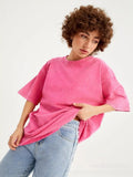 Spring And Summer New Solid Color T-Shirt Women's Water Wash To Make Old Batik Coat Hot Cotton Short