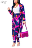 2 Piece Set Women Cardigan Long Trench Tops And Bodycon Pant Suit Casual Clothes Boho Sexy Two Piece Outfits
