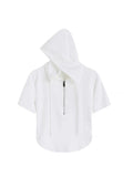 T-shirts Women Summer New Skinny Casual Irregular Crop Tops Solid Short Sleeve Hooded Zipper Harajuku Ladies
