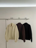 [Daihe] Autumn New Casual Cotton Brocade Standing Collar Simple And Versatile Solid Color Medium And Long Jacket Coat H7210-Outfit