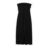 New Spring Style Midi Fold Decoration Forked Design Breast Dress