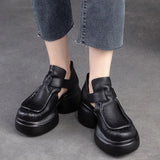 Zingj Heel Thick Bottom Tou Hollow Women's Sandals Round Head Buckle Type Seam High Heel Women's