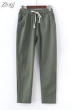 Cotton Linen Pants for Women Trousers Loose Casual Solid Color Women Harem Pants Capri Women's
