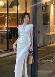 Holiday Print Satin Long Dresses for Women 2023 Summer New Elegant Party Fashion Backless Lace Up Female Clothing