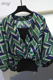Two Piece Set Striped Chiffon Grid Summer Half Sleeve Loose V-Neck Floral Spring Cool Blouses Sweet Ladies Short Tops