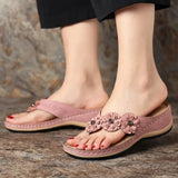 Popular Style Sandals Women's Large Size Women's Shoes Flowers Thick-Soled Casual Sandals Herringbone