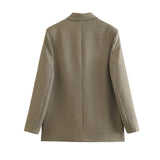 Double-Breasted Suit Jacket 8750331 Plaid Straight Skirt 8917331