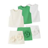 New Spring Style Simple Vest With Two Sets Of Floral Decorative