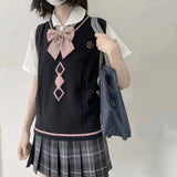 Women Sweater Vests Embroidery V-neck Preppy Style Fashionable All-match Ulzzang Schoolgirls JK Streetwear Kawaii Sweet