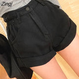 Women Denim Casual Mini Solid Street Style High Waist Summer Basic Cool Sexy Vintage Loose Cozy Chic Female Simple