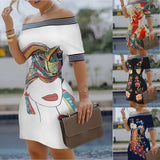 Shoulder Digital Printing Slim Sexy Pencil