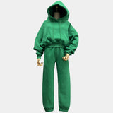 Suit Winter Spring Solid Casual Tracksuit Women Fleece 2 Pieces Set Sports Sweatshirts Pullover Sweatpants