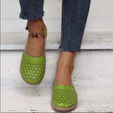 Summer Large-Size Casual Sandals Women's Slopes Hollow Pure Color Single Shoes Low-Heeled Sandals