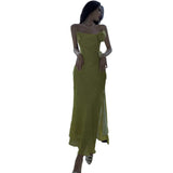 Zingj New Elegant French Dress Advanced Feeling Swing Collar Slit Evening Dress Double Slip