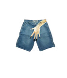 Zingj New Hip-Hop Funny One-Hand Pattern Printed Denim Shorts Men's High Street Fashion And Leisure 211-0-Outfit