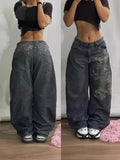 Zingj Sales Of New Loose Jeans Embroidered Hip Hop Casual Jeans High Street Men's High Waist Hip Hop 211-1-Outfit