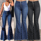 Cowboy Jeans Casual Beaded Bell-bottom