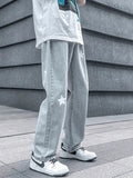 Men's Washed Star Graphic Loose Jeans- Outfit