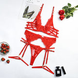 Lace Jewel Strap Lingerie Set-Outfit