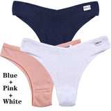 3Pcs Cotton Panties Women's Underwear G-string Comfortable Casual T Back Female V Shaped Waist Thong Intimate