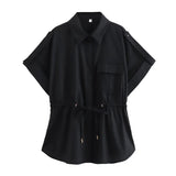 Spring Style Lace-Up Shirt 3436707 Straight Trousers