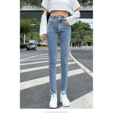 Wear 2023 New High-Waisted Trousers With Double Buttons, Stretch, Slim, High Pencil, Nine-Cent