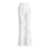 2025 New Fashion Temperament Commuter Suit Collar Jacket Pants Three-Dimensional Flower Suit