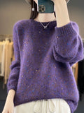 And Winter Women's Beads Knitwear 2025 New High-End Feel Super-Good-Looking Retro Lazy Wind Wearing Purple