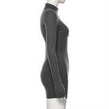 winter stretch Slim Soft Ribbed Knitted turtleneck dress woman 2023 fashion solid black casual bodycon Zip