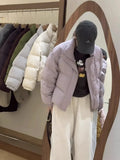 Advanced Sense Short Down Jacket Female Winter 2024 New Small Standing Collar Versatile White Duck Down Warm Coat Qiao-Outfit
