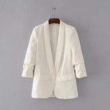 Fashionable Suit Jacket With Buckle-Free Pleated Sleeves In Spring