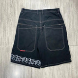 Y2k Denim Shorts Street Hip-Hop Retro Graphics Black Loose Gothic