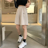 Women Embroidery Elasticity Lovely Girls Korean Style Sweet Students Harajuku Colorful Simple Oversize Trousers