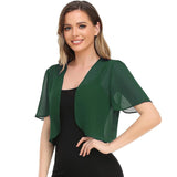 Splicing Chiffon Blouse Solid Color Short Sleeve Cardigan Thin
