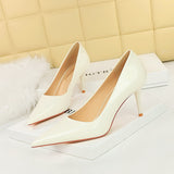 Zingj Simple Patent Leather Heels Women's Shoes With Shallow Pointed Versatile Commuter High