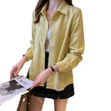 Blue Fold Wear Shirt Women's Spring New Vintage French Top Design Sense Small Loose Hair Shirt Coat-Outfit