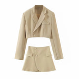 New Blogger Lapel Slimming Short Suit Jacket + High Waist Short Skirt