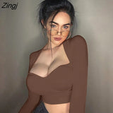 Women Pullover T shirt Solid Color V-Neck Long Sleeve Crop Top for Summer Fall Black Purple Orange