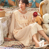 Nightgowns Women Long Sleeve Autumn Chic Popular Ulzzang Popular Vintage Female Nightwear Soft Loose Schoolgirls