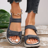 Large-Size Loose-Soled Sandals Women 2025 Summer New Slope And Flat-Bottomed Magic Beach