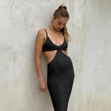 Hollowed-Out Halter Dress Women's Dress Sexy Temperament And Elegant Slim Dress In