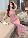 Zingj Real Shot Of A Retro Sleeveless Knitted Vest Dress For Women In Summer With A Slim Waist And A Skinny Hip