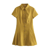 Zingj Summer New Women's Fashion Casual Shirt Style Lapel Mini Dress