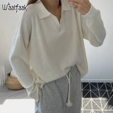 Preppy Sweater Women Turn Down Collar Pullover Jumper Vintage Sweater Kawaii Autumn Winter Korean Pull Vintage 90S