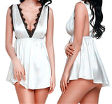 Zingj Style Sexy Underwear Sexy Ice Silk Strap Lace Edge Sleeping Skirt Sexy