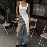Zingj Trend Sexy U-Neck Design Sense Top 2024 Summer Personality Wear With Sleeveless Sling T- Outfit
