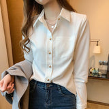 White Women Tops and Blouses Elegant OL Long Sleeve Shirts Female Slim Blusas Office Lady Work Wear