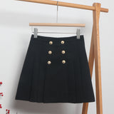 Women's Dress 2025 Spring Korean Version Of Double Buckle High Waist Thin A Short Skirt Suit 100-Folded