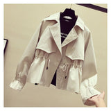 Zingj Short Windbreaker Female Autumn 2024 New Korean Version Fashion Loose Versatile Waist Show Thin Coat Female Tide-Outfit