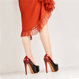 Onlymaker Women's Platform 16CM Thin Heels Pumps Fashion Leopard Round Toe Shoes Sexy Party wedding Stiletto Plus Size